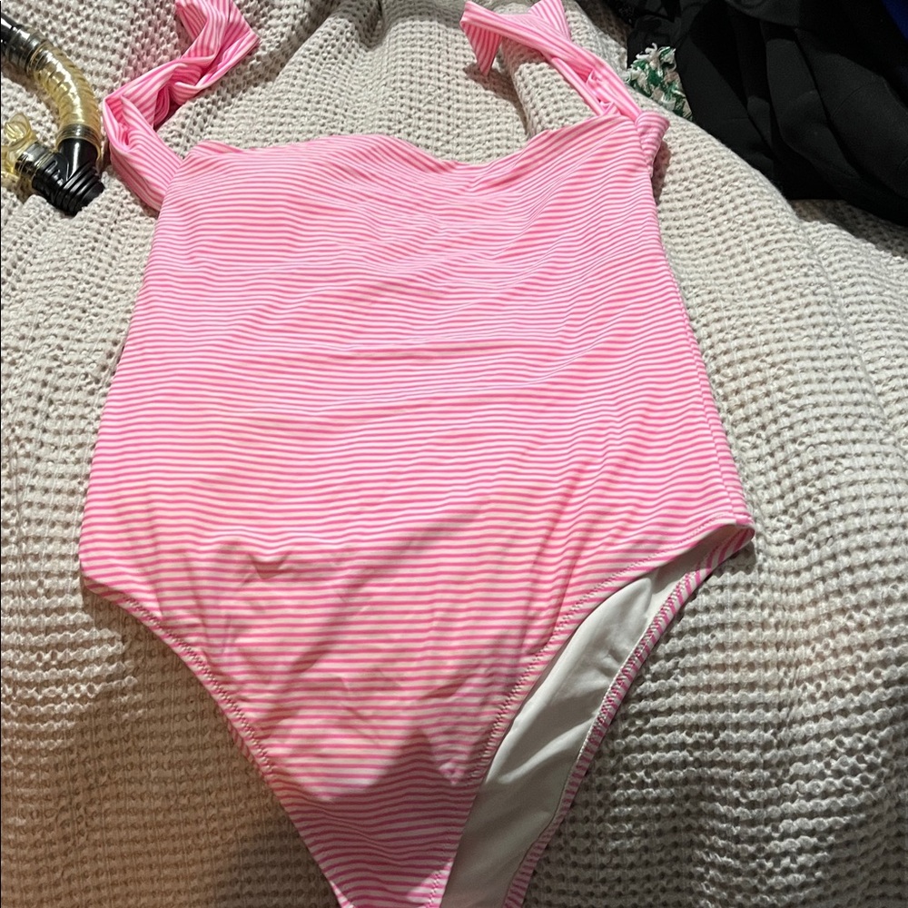 Aerie Pink Striped One-Piece Swimsuit